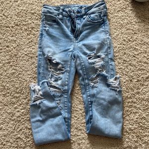 american eagle next level stretch high rise jegging, 0 short, light wash